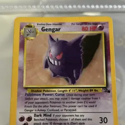 Pokemon Gengar Fossil Holo Rare 5/62 Unlimited 80 HP English 1999 Card - Image 3
