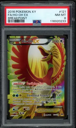 2016 PSA 8 Pokemon XY Breakpoint Ho-Oh EX Full Art 121/122 Card - Image 1