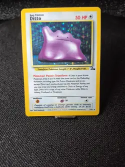 Pokemon TCG Ditto Card 3/62 Fossil Set Holofoil Holo Rare Vintage 1999 WOTC - Image 1