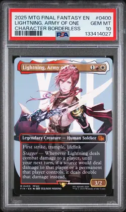 2025 MTG FINAL FANTASY CHARACTER BORDERLESS #0400 LIGHTNING, ARMY OF ONE PSA 10 - Image 1