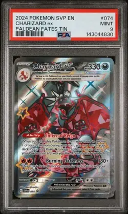 2024 POKEMON SVP EN-SV BLACK STAR PROMO PALDEAN FATES TIN CHARIZARD EX PSA 9 - Image 1