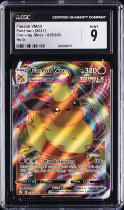 2021 POKEMON EVOLVING SKIES - HOLO #018/203 FLAREON VMAX CGC 9 - Image 1