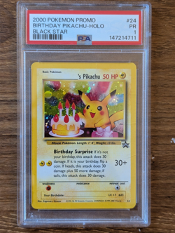 2000 Pokemon Black Star Promo PSA 1 Birthday Pikachu Holo #24 FRESH GRADE CASE - Image 1
