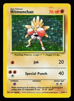Hitmonchan 7/102 Holo Rare Base Set Pokemon Card - Image 1