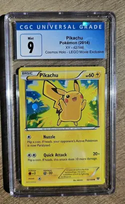 PIKACHU COSMOS HOLO MINT PSA 9 2014 POKEMON XY #42/146 LEGO MOVIE EXCL W/Swirl - Image 1