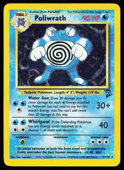 Poliwrath 15/130 Holo Rare Base Set 2 Pokemon Card - Image 1