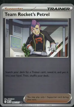 Team Rocket's Petrel 207/217 ME: Ascended Heroes Pokemon Reverse Holo NM - Image 1