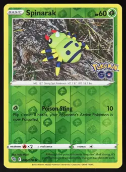 Spinarak 006/078 Common Pokemon GO Pokemon Reverse Holo LP - Image 1