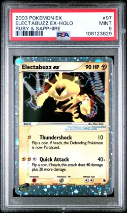 2003 Pokemon Ex Ruby & Sapphire #97 Electabuzz Ex-Holo Ruby & Sapphire PSA 9 - Image 1