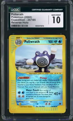 2002 Pokemon Expedition Poliwrath Reverse Holo #24 CGC Gem Mint 10 - Image 1