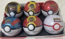 6 x Pokemon TCG Pokeball Tins Pokeball Ball E25 - 18 Booster Packs New & Sealed - Image 1
