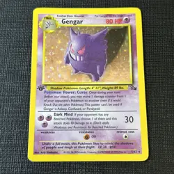 1999 POKEMON Fossil 1st Edition #5/62 GENGAR Rare Holo Card TCG Vintage - Image 1