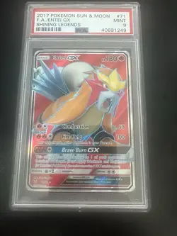2017 POKEMON SUN & MOON SHINING LEGENDS #71 FA/ENTEI GX SHINING LEGENDS PSA 9 - Image 1