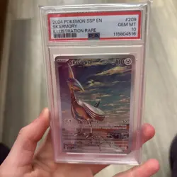 2024 Pokemon TCG SV Surging Sparks Skarmory #209/191 Illustration Rare, PSA 10 - Image 1