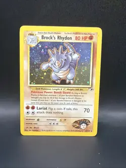 Pokemon TCG Brock’s Rhydon Holo 2/132 Gym Heroes Swirl - Image 1