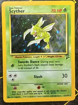 Rare, Holographic Pokemon Base Set 2 Scyther 17/130 - Image 1