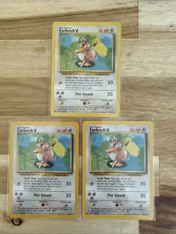 3 LP Base Set Unlimited Farfetch'd 27/102 Uncommon Pokemon - Image 1