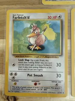 3 LP Base Set Unlimited Farfetch'd 27/102 Uncommon Pokemon - Image 3