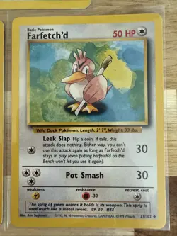 3 LP Base Set Unlimited Farfetch'd 27/102 Uncommon Pokemon - Image 4