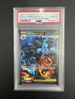 2025 POKEMON PFL EN-PHANTASMAL FLAMES #125 MEGA CHARIZARD X EX PSA 10 - Image 1