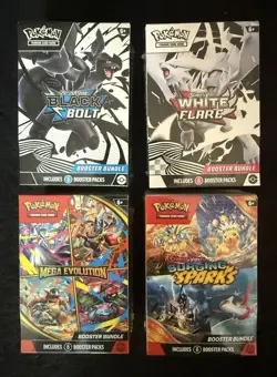 Pokemon Booster Bundle SEALED LOT OF 4 - Mega/Surging / Black Bolt / White Flare - Image 1
