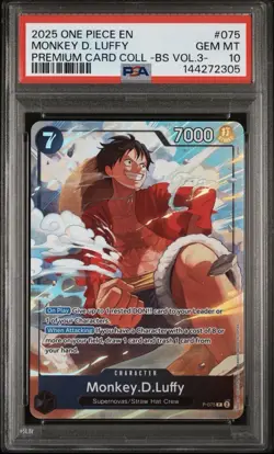 2025 ONE PIECE PREMIUM BEST SELECTION VOL.3- #075 MONKEY D. LUFFY PSA 10 - Image 1