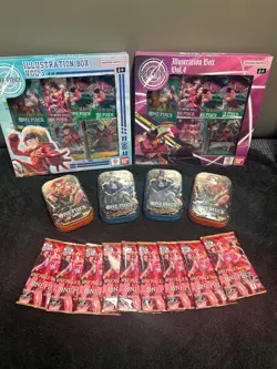 one piece Illustration Box vol. 3&4, tin pack set Vol.2 and Heroines packs - Image 1