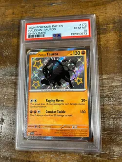 POKEMON 2024 Paldean Fates Shiny Rare PALDEAN TAUROS #172 PSA 10 Gem Mint - Image 1