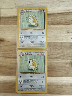 2 Pokemon TCG Raticate Base Set 40/102 Unlimited Uncommon Card LP - Image 1