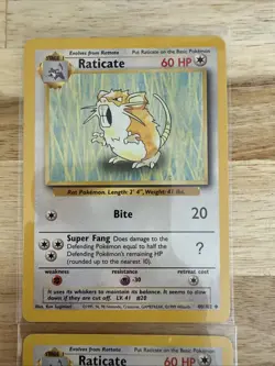 2 Pokemon TCG Raticate Base Set 40/102 Unlimited Uncommon Card LP - Image 2