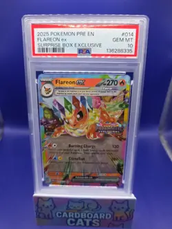 Pokemon TCG PSA 10 Flareon EX 014/131 Prismatic Evolutions Stamped Promo Card - Image 1