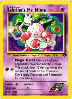 Pokemon TCG Sabrina's Mr. Mime 59/132 Gym Challenge Regular Unlimited VLP - Image 1