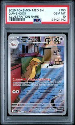 2025 POKEMON MEG EN-MEGA EVOLUTION ILLUSTRATION RARE #153 GUMSHOOS PSA 10 - Image 1