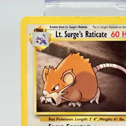 Pokemon TCG Lt Surges Raticate 53 /132 Gym Challenge Vintage 2000 Card LP - Image 2