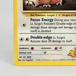 Pokemon TCG Lt Surges Raticate 53 /132 Gym Challenge Vintage 2000 Card LP - Image 5