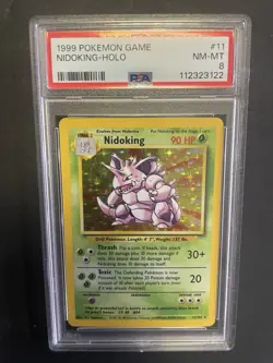 1999 Pokemon Base Set UNLIMITED #11 NIDOKING-HOLO PSA 8 - Image 1