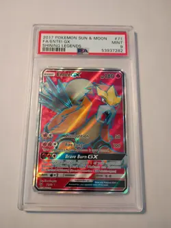 Pokemon Entei GX Shining Legends 2017 Holo 10/73 PSA 9 Mint - Image 1