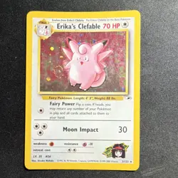 Pokemon Erika's Clefable Holo Rare 70HP Gym Heroes 3/132 English Card 2000 SWIRL - Image 1