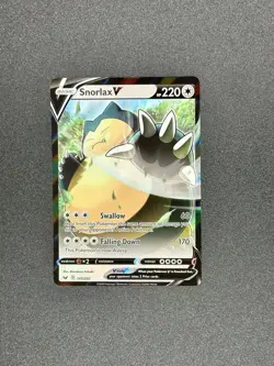 Pokemon TCG Snorlax v Sword & Shield Base Set Holo Ultra Rare Card 141/202 - Image 1