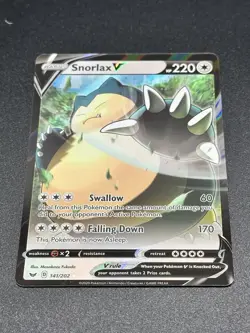 Pokemon TCG Snorlax v Sword & Shield Base Set Holo Ultra Rare Card 141/202 - Image 2