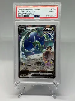 Pokemon 2021 Evolving Skies Rayquaza v Alt Art Card 194/203 PSA 8 - Image 1