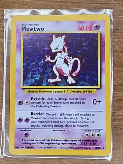 Mewtwo 10/102 Base Set Holo Pokemon Card 1999 Wizards of the Coast Holographic - Image 4