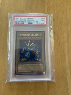 YU-GI-OH! yugioh Tri-Horned Dragon LOB-000 Secret Rare 1st Edition PSA9 - Image 1