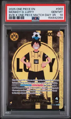 2025 ONE PIECE PROMOS BVB X MATCH DAY 2025 #003 MONKEY D. LUFFY PSA 10 - Image 1