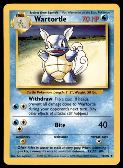 Wartortle 42/102 Uncommon Base Set Unlimited Pokemon Moderately Played - Image 1