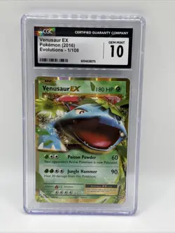 Pokemon TCG Venusaur EX 1/108 Holo Ultra Rare Card XY Evolutions 2016 CGC 10 - Image 1