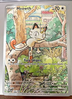 Pokemon card - Meowth #106 - Phantasmal Flames 2025 - Illustration Rare - Holo - Image 1