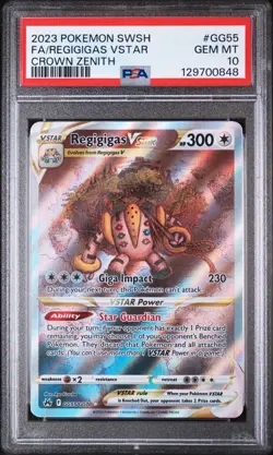 PSA 10 Regigigas VSTAR GG55/GG70 Crown Zenith 2023 Full Art Pokemon Card TCG - Image 1