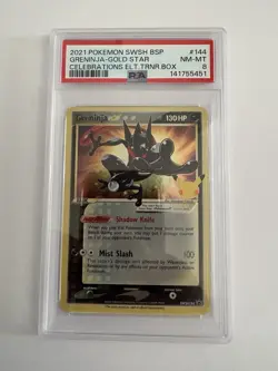 PSA 8 Greninja Star SWSH144 Sword & Shield Promo Card Holo Pokemon Gold Star - Image 1