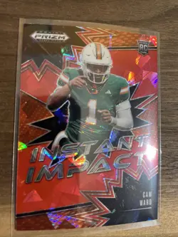 2025 Panini Prizm Draft Picks - Instant Impact Cam Ward Red Ice Prizm (RC) - Image 2